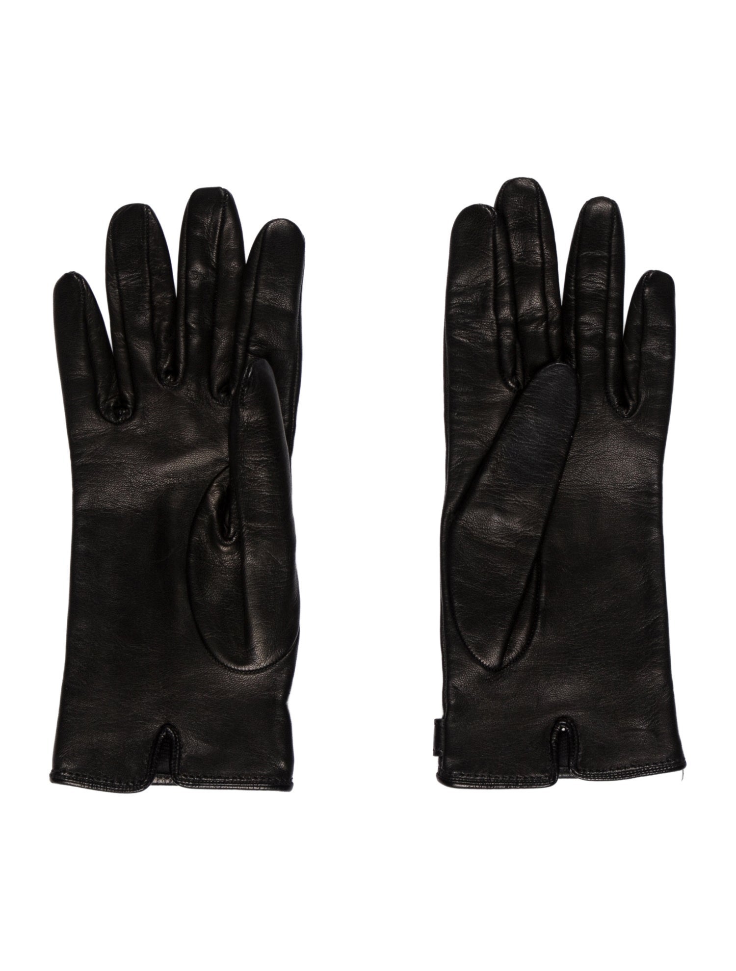 Celine Black Leather Triomphe Gloves