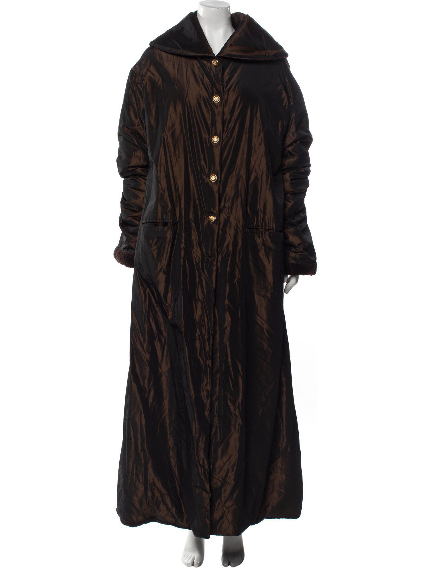 Celine Vintage Silk Faux Fur Coat