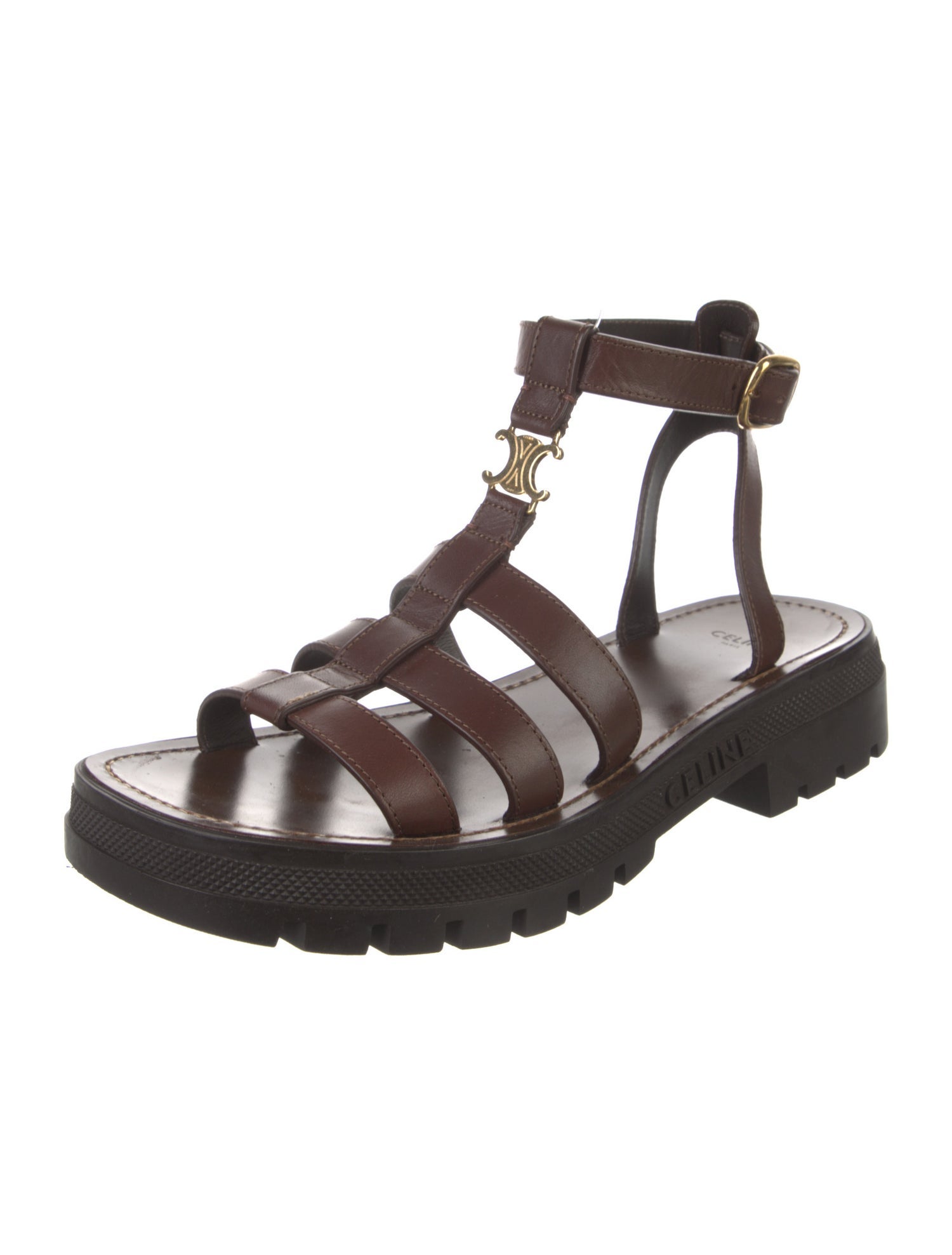 Celine Triomphe Leather Gladiator Sandals