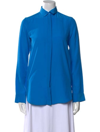 Celine Silk Long Sleeve Button-Up Top