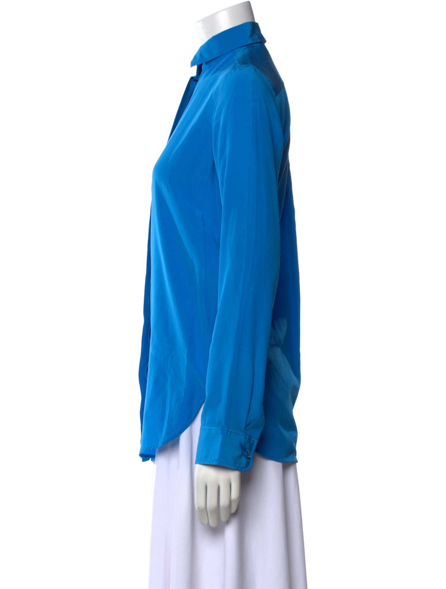 Celine Silk Long Sleeve Button-Up Top