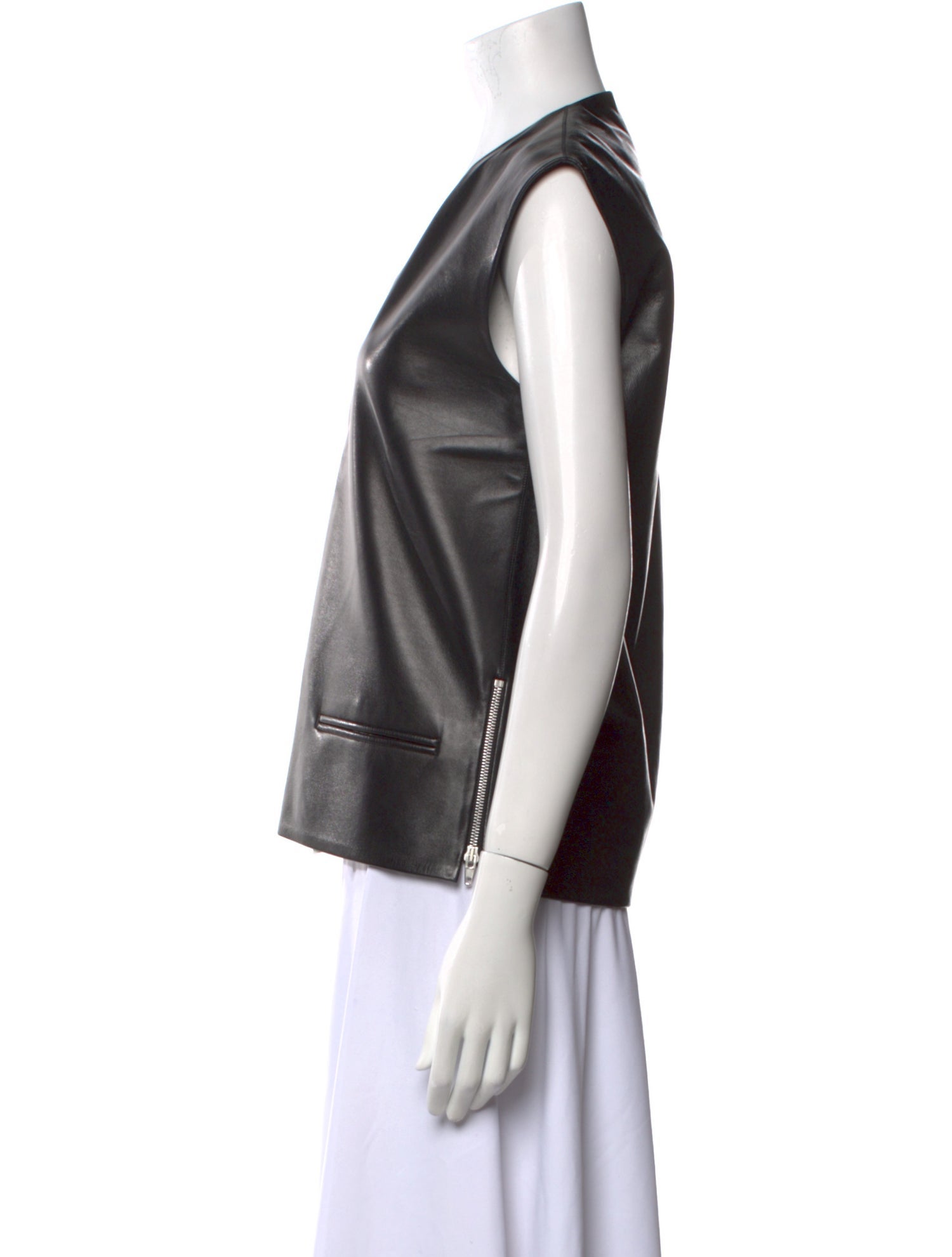 Celine Lambskin V-Neck Blouse