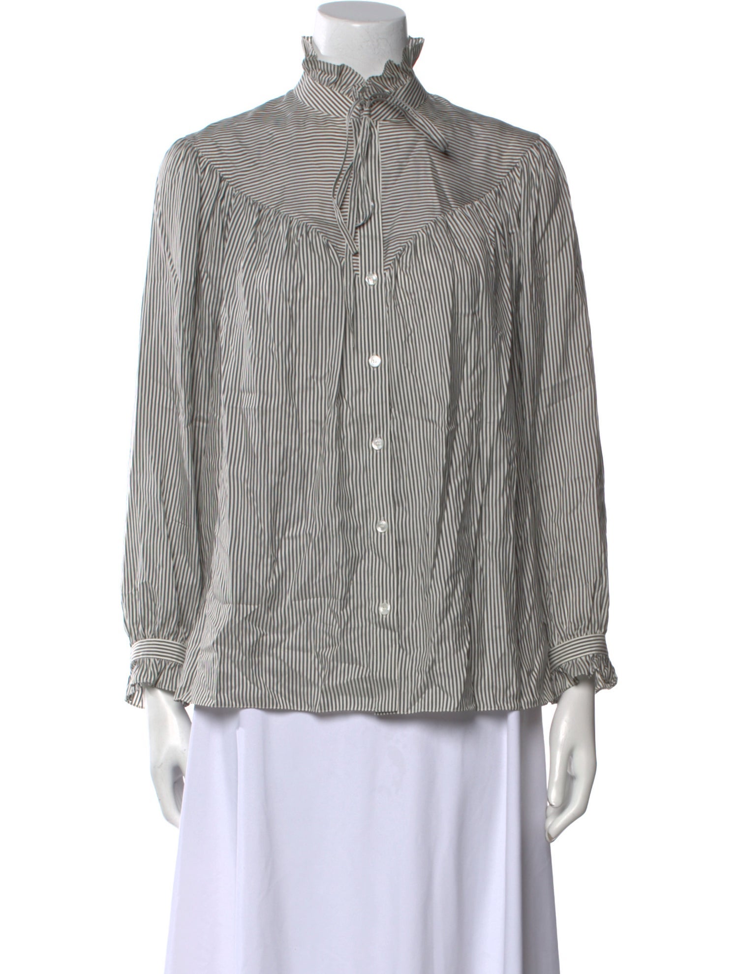 Celine Silk Striped Button-Up Top