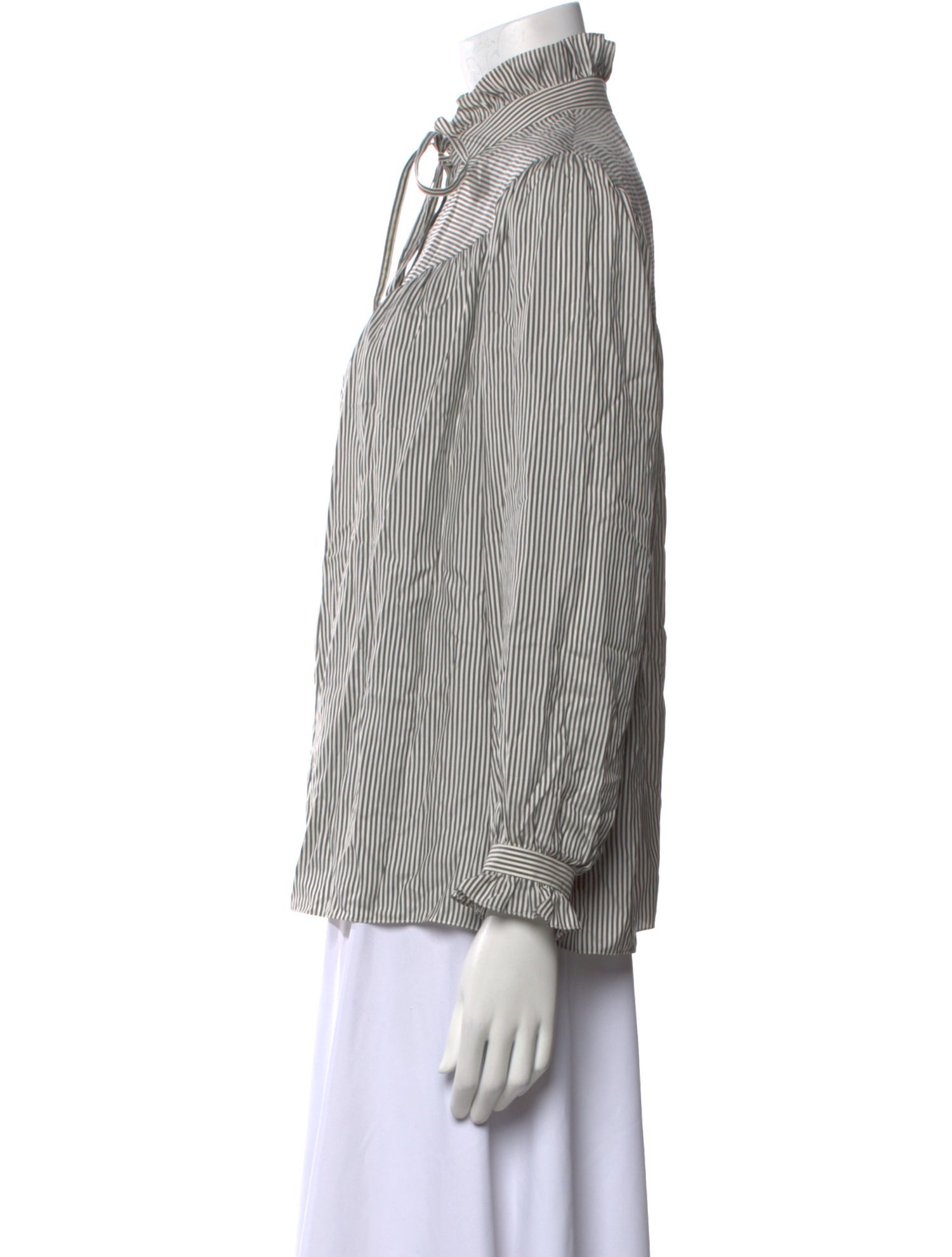 Celine Silk Striped Button-Up Top