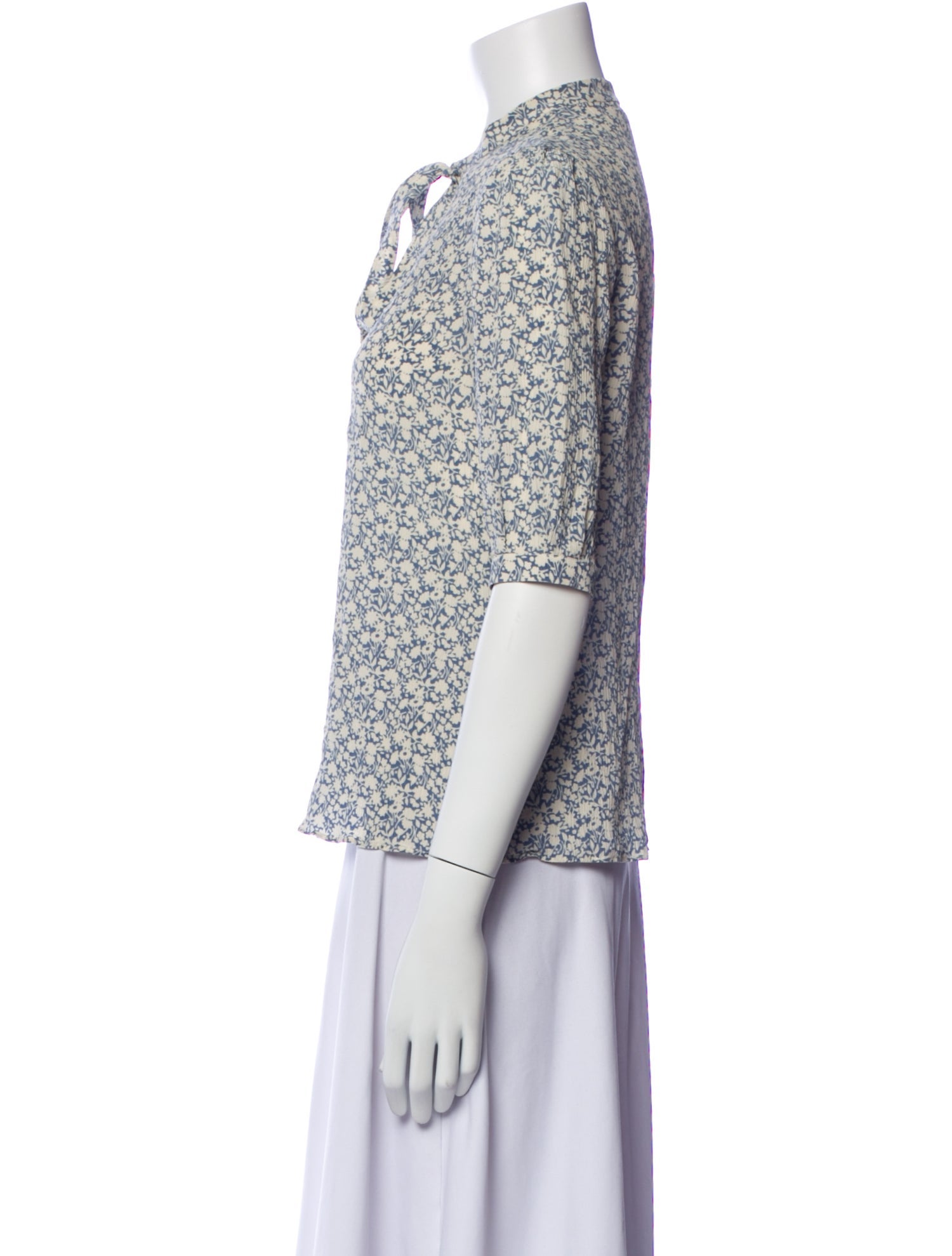 Celine Silk Floral Print Button-Up Top