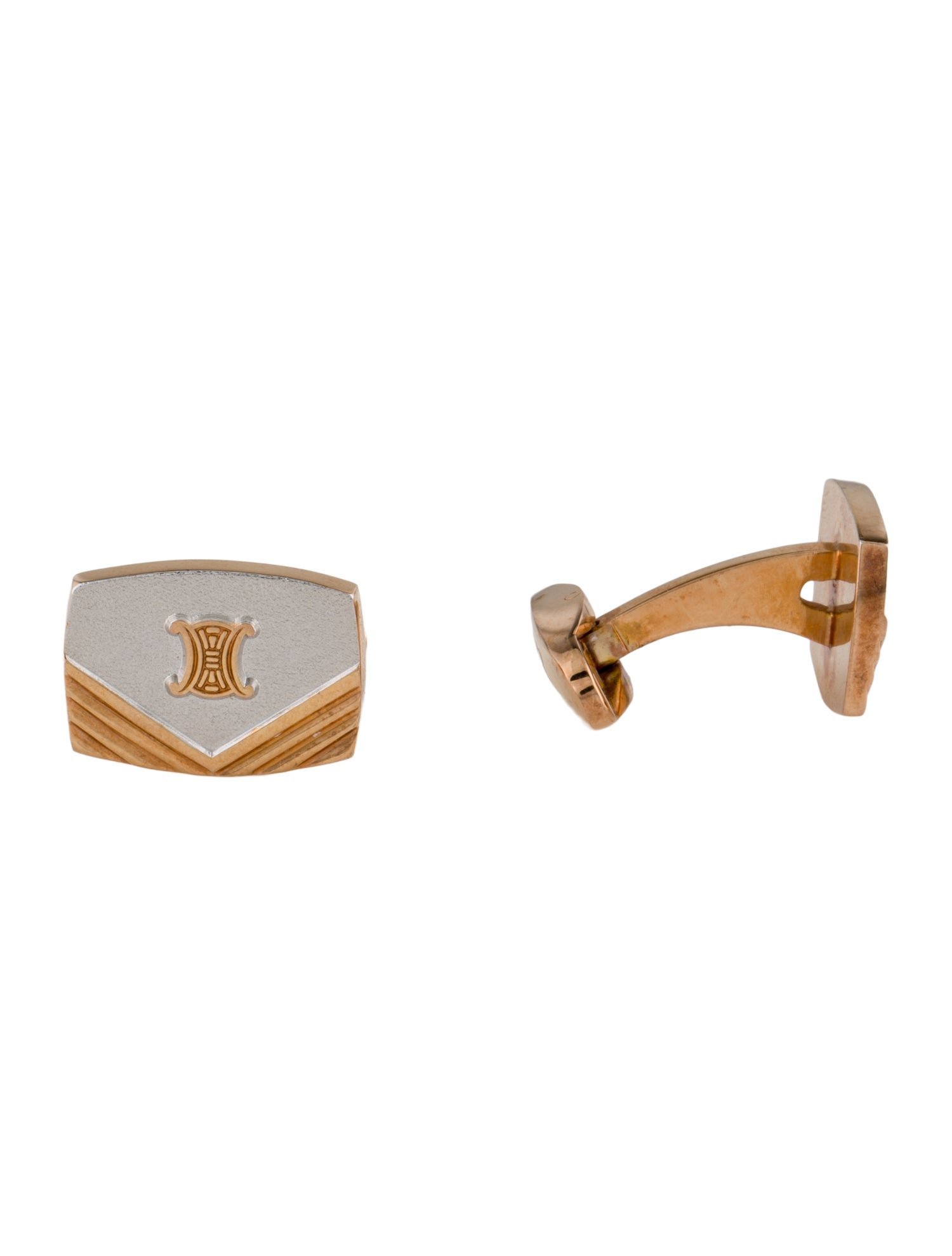 Celine Two Tone Logo Cufflinks