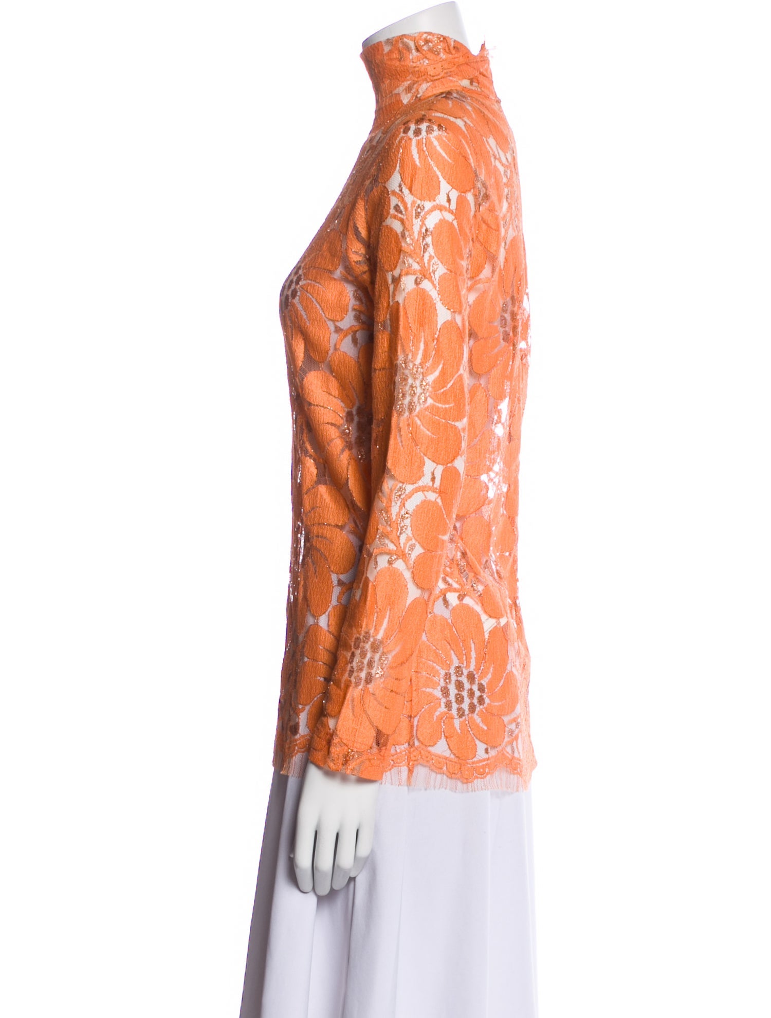 Celine Floral Print Mock Neck Blouse