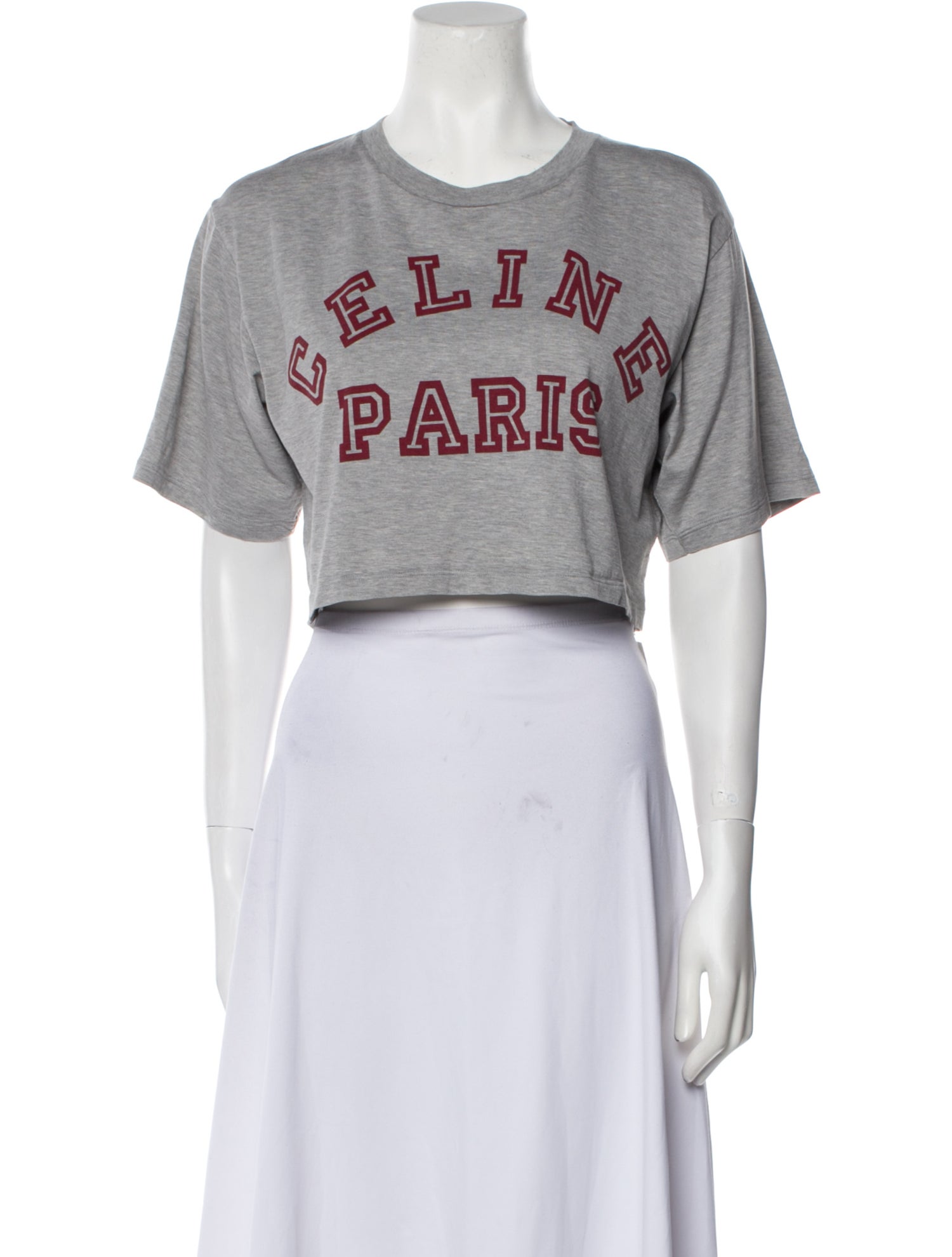 Celine Graphic Print Crew Neck Crop Top