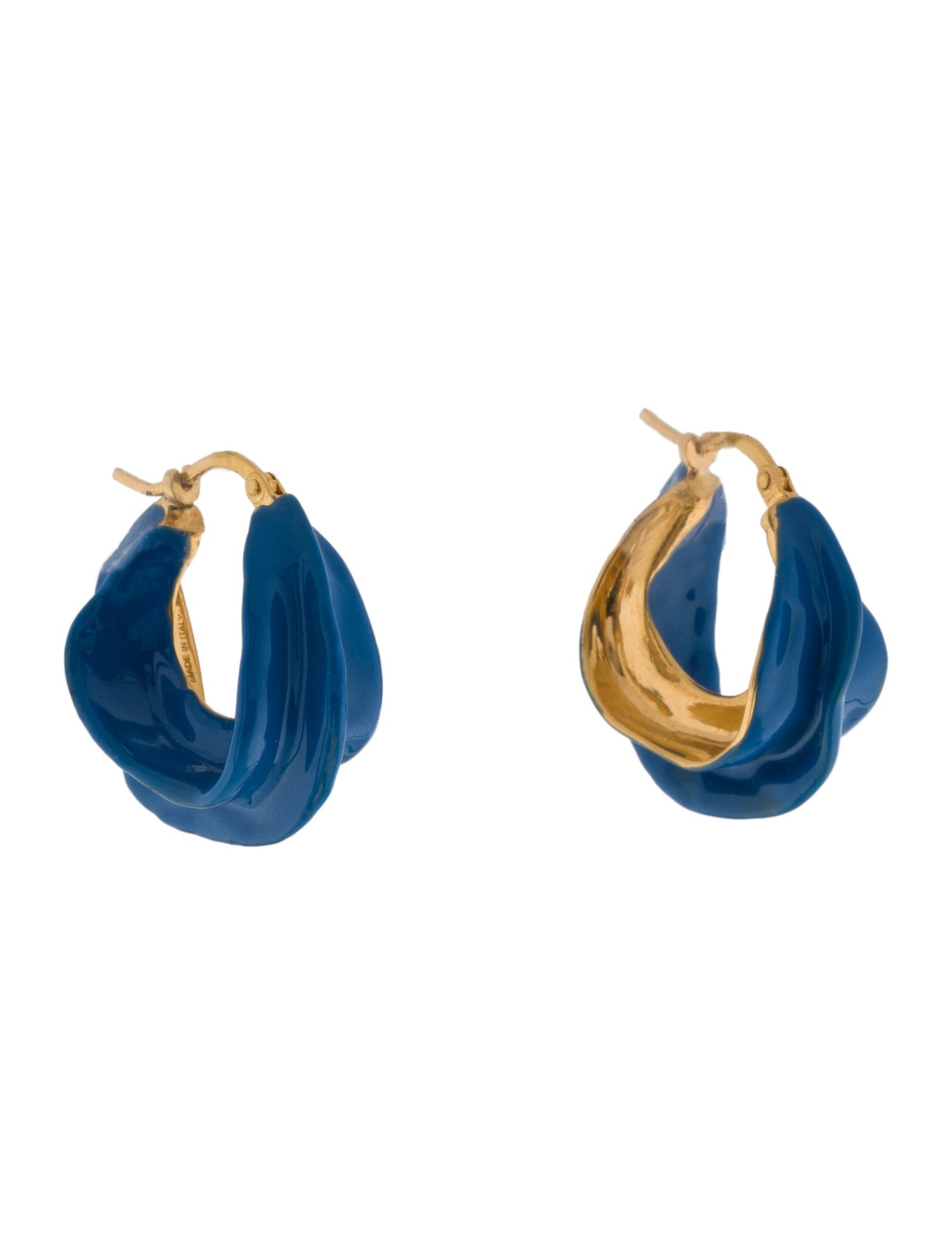 Celine Enamel Small Swirl Hoop Earrings
