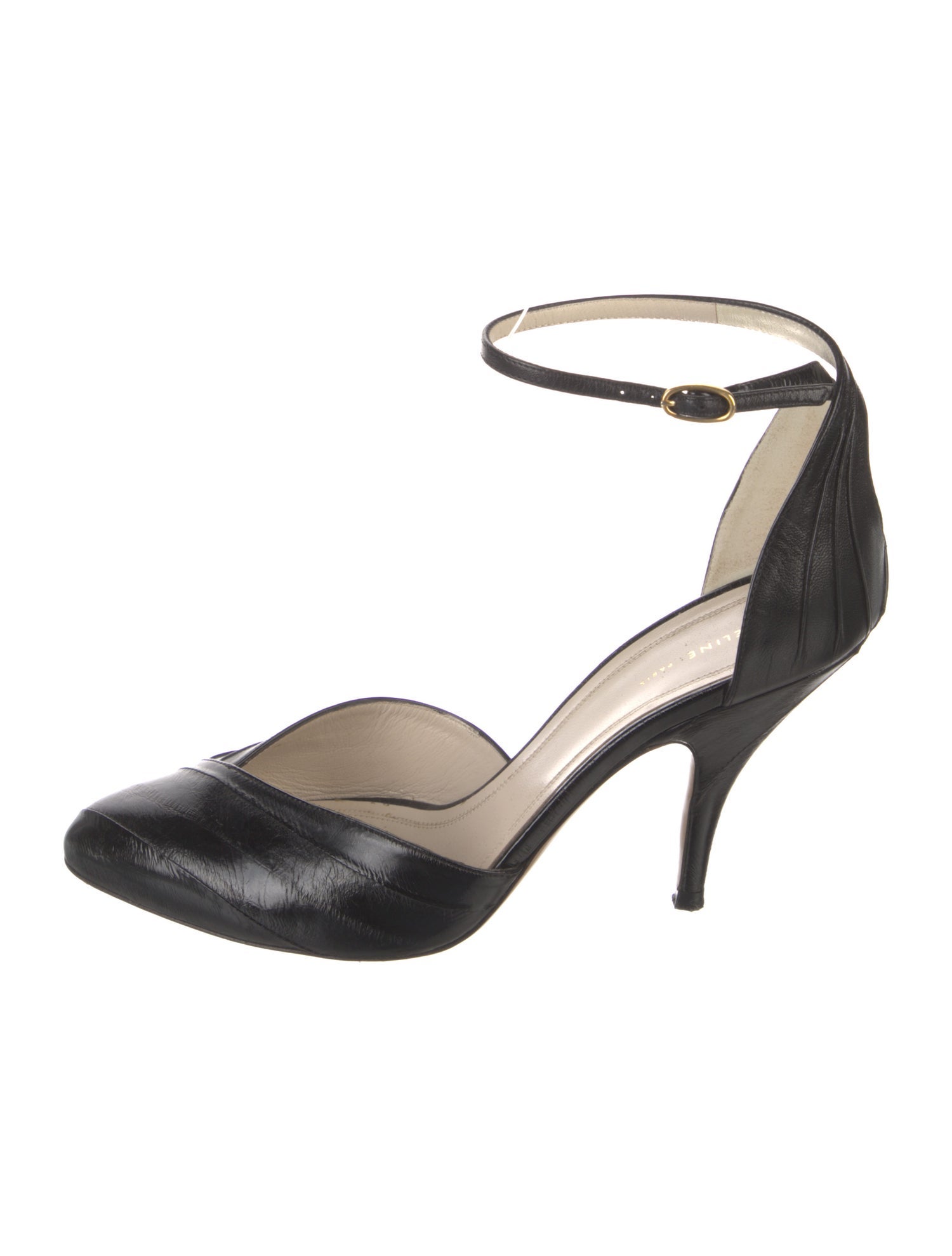 Celine Leather Pleated Accents D'Orsay Pumps
