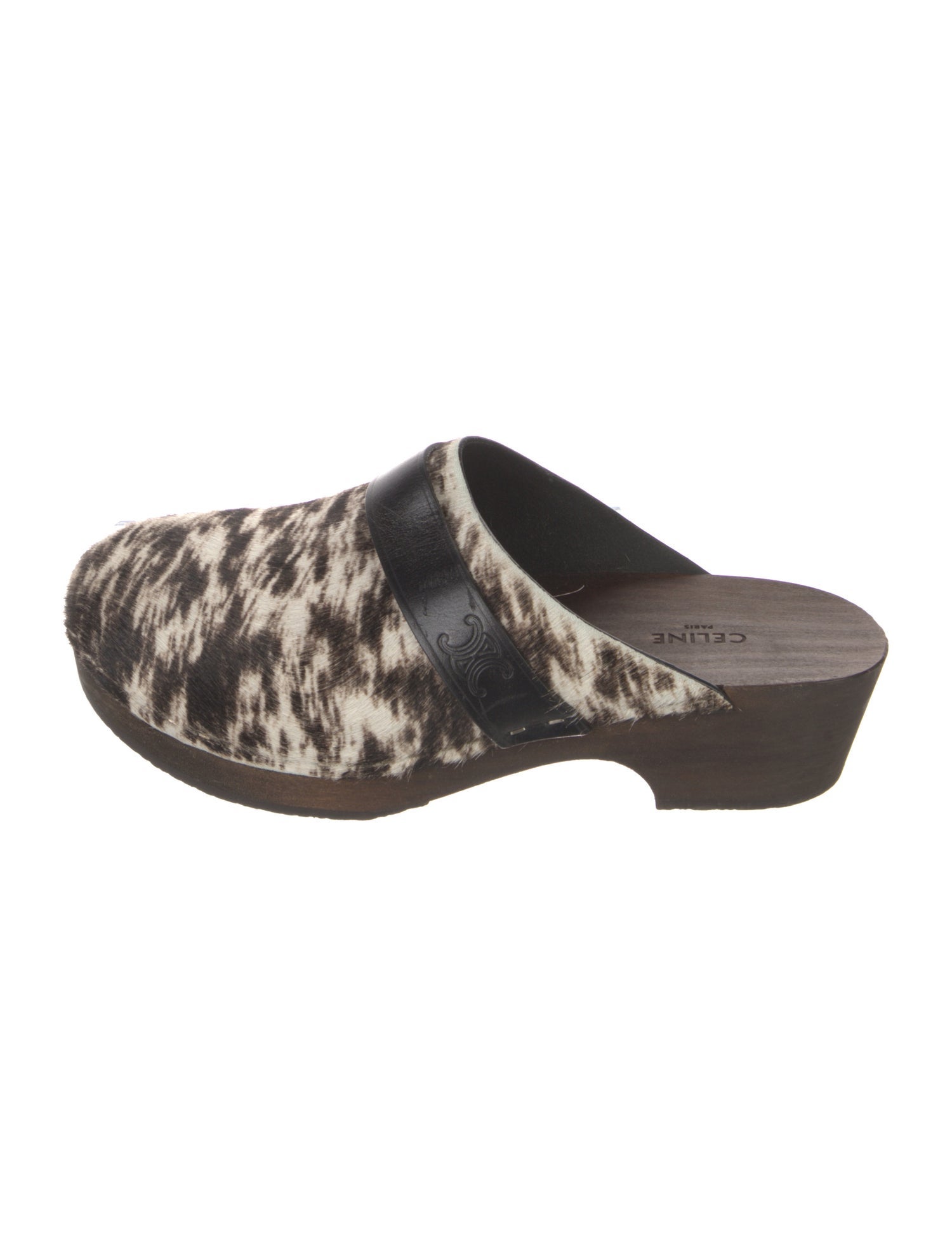Celine Ponyhair Animal Print Mules