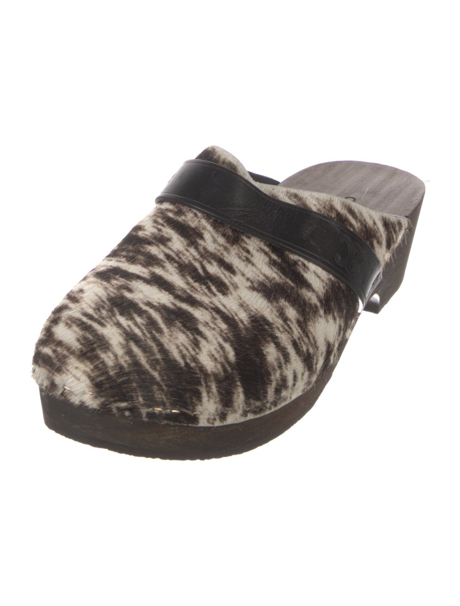 Celine Ponyhair Animal Print Mules