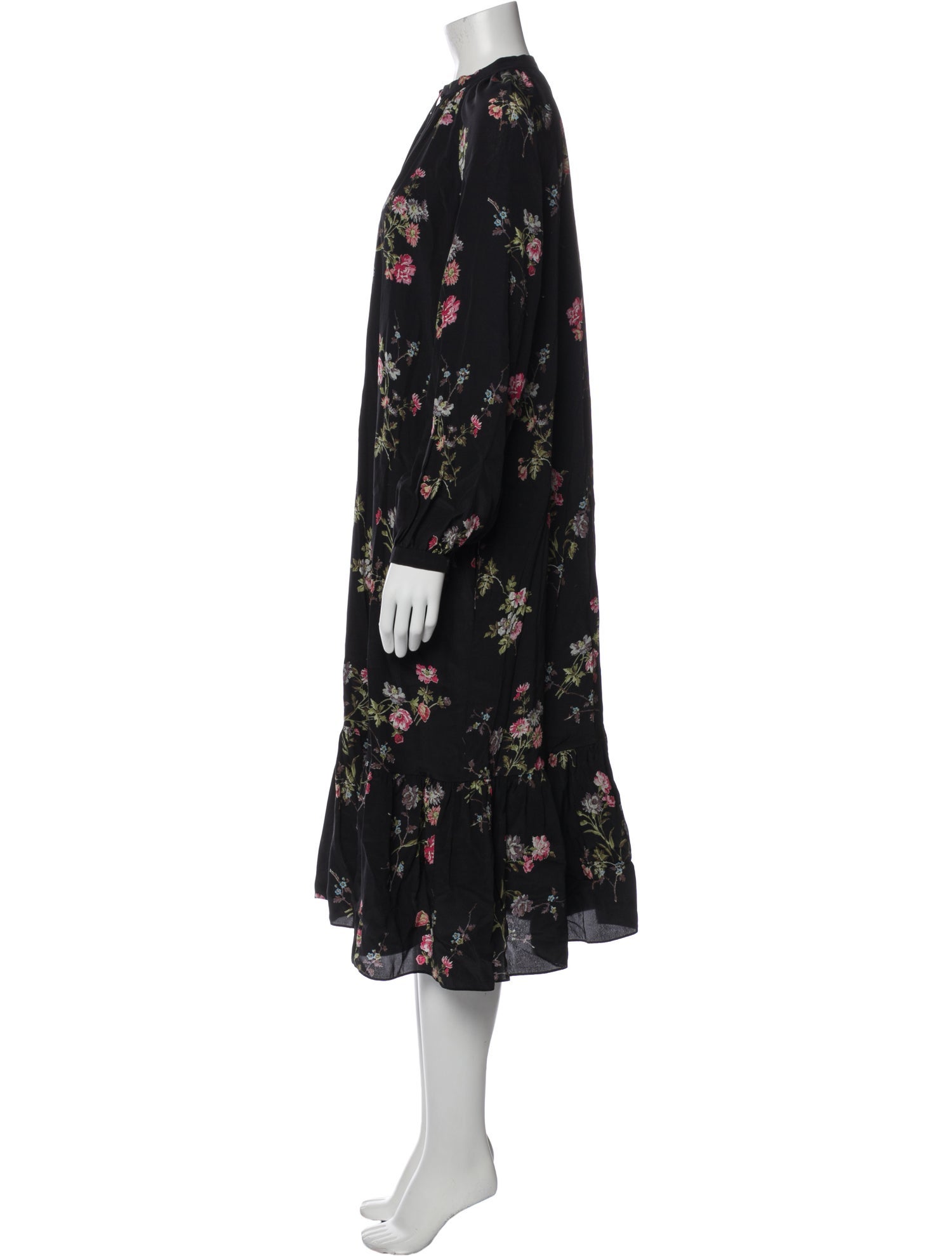 Celine 'Crepe De Chine' Floral Print Long Dress
