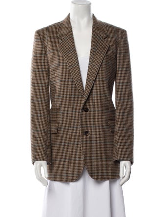 Celine Wool Plaid Print Blazer