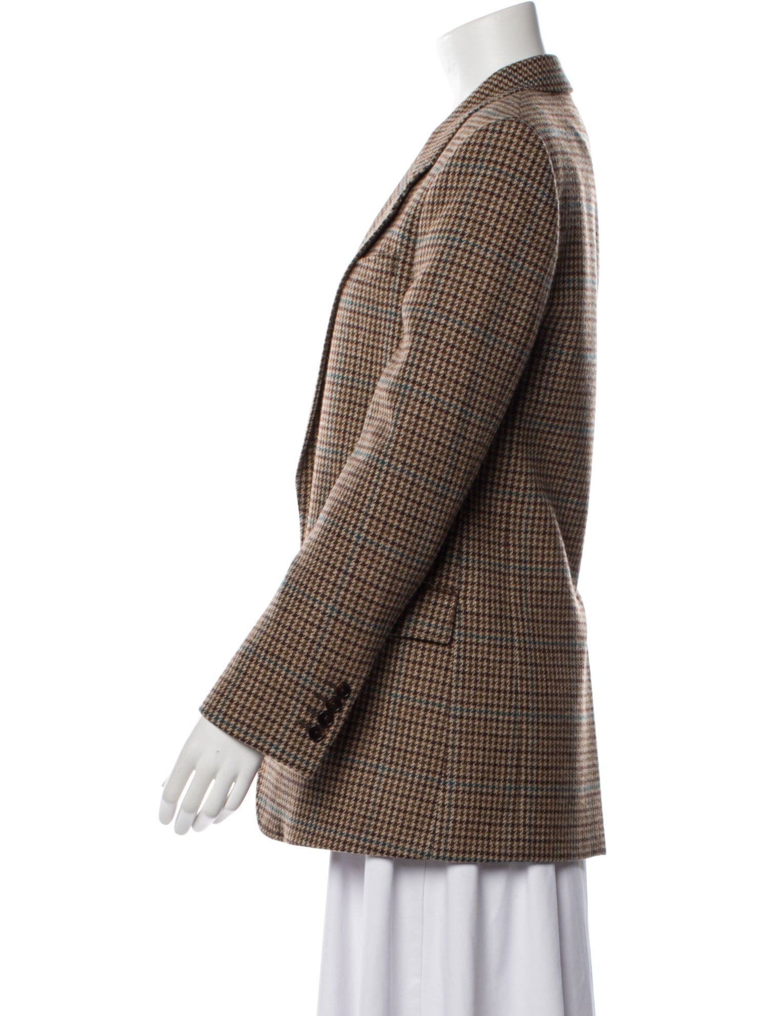 Celine Wool Plaid Print Blazer