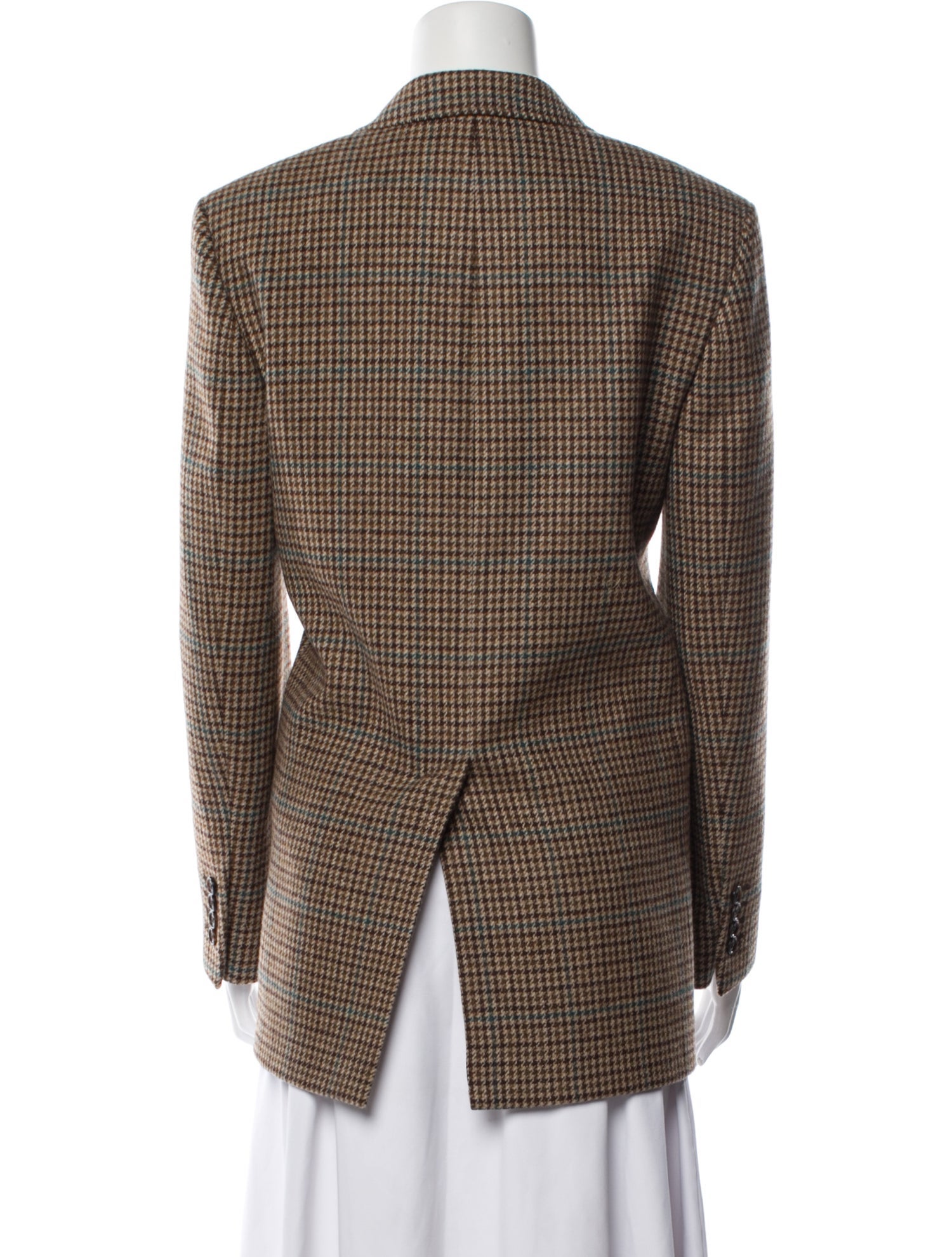 Celine Wool Plaid Print Blazer