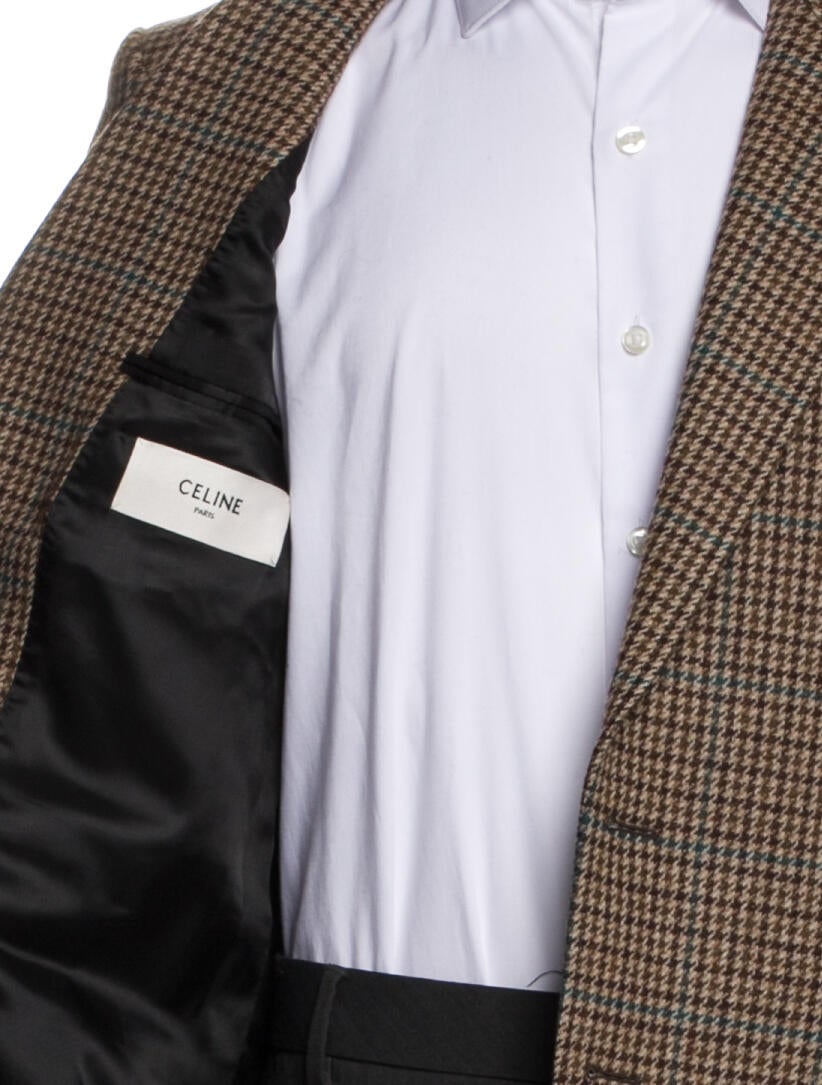 Celine Wool Plaid Print Blazer