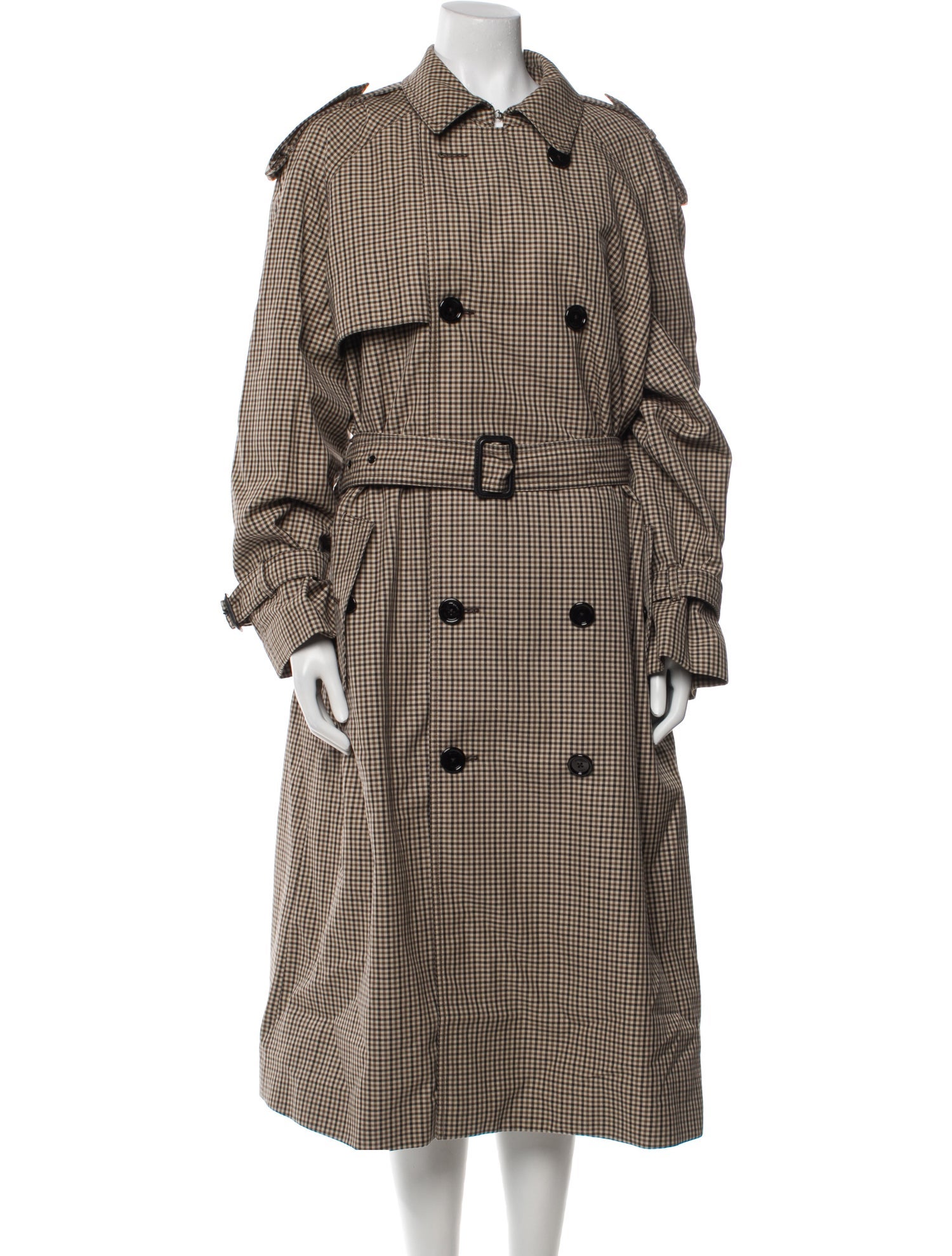 Celine Plaid Wool Trench Coat