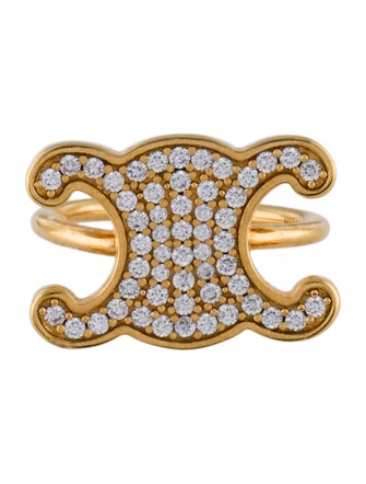 Celine Rhinestone Triomphe Cocktail Ring