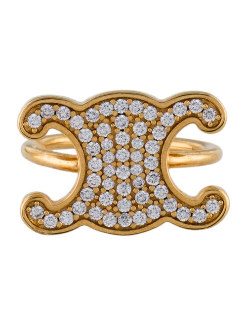Celine Rhinestone Triomphe Cocktail Ring