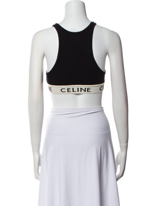 Celine Graphic Print Scoop Neck Crop Top