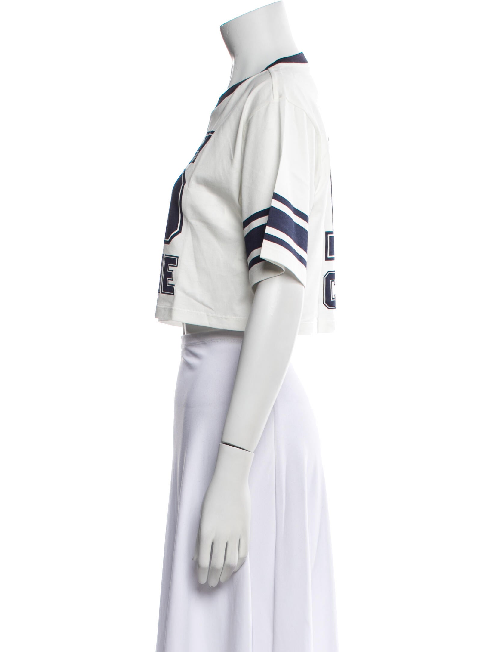 Celine Graphic Print Crew Neck Crop Top