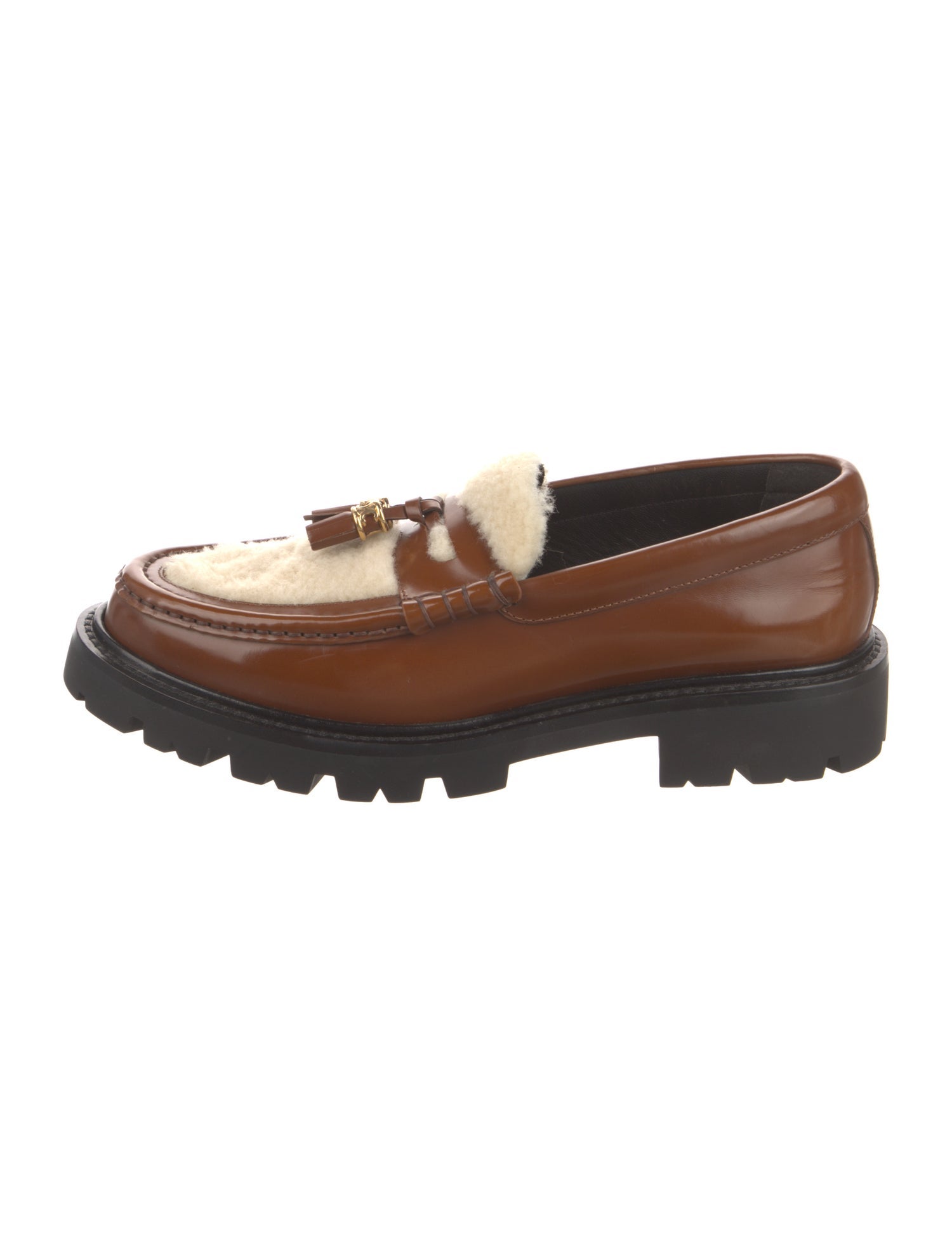 Celine Leather Tassel Accents Loafers
