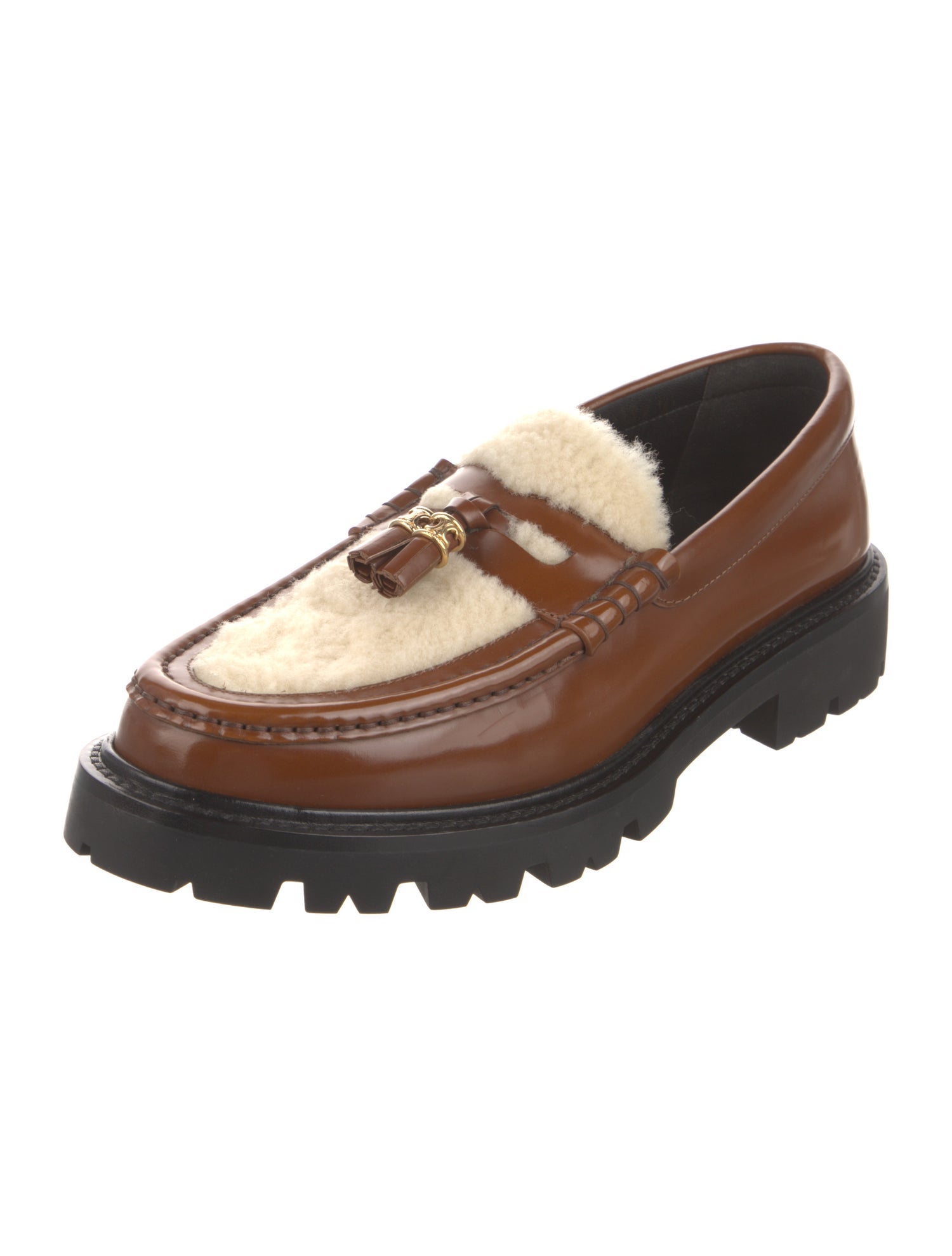 Celine Leather Tassel Accents Loafers