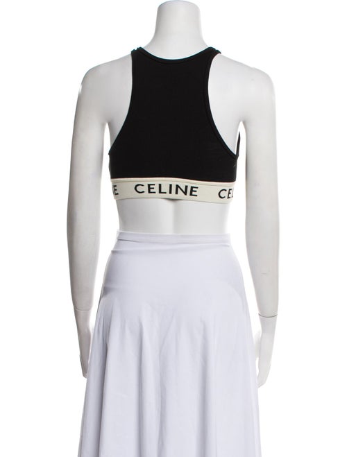 Celine Graphic Print Scoop Neck Crop Top