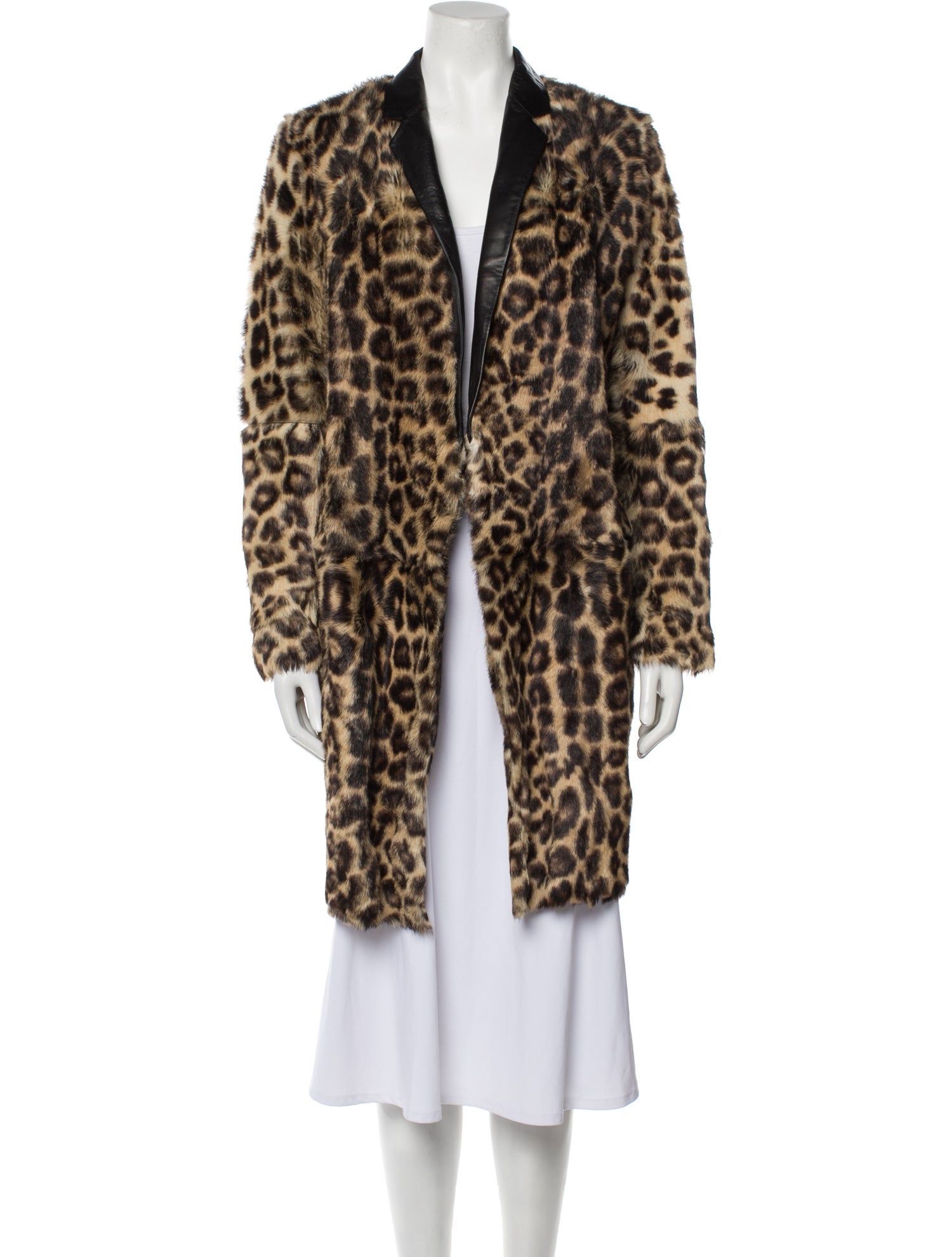 Celine Ponyhair Animal Print Faux Fur Coat