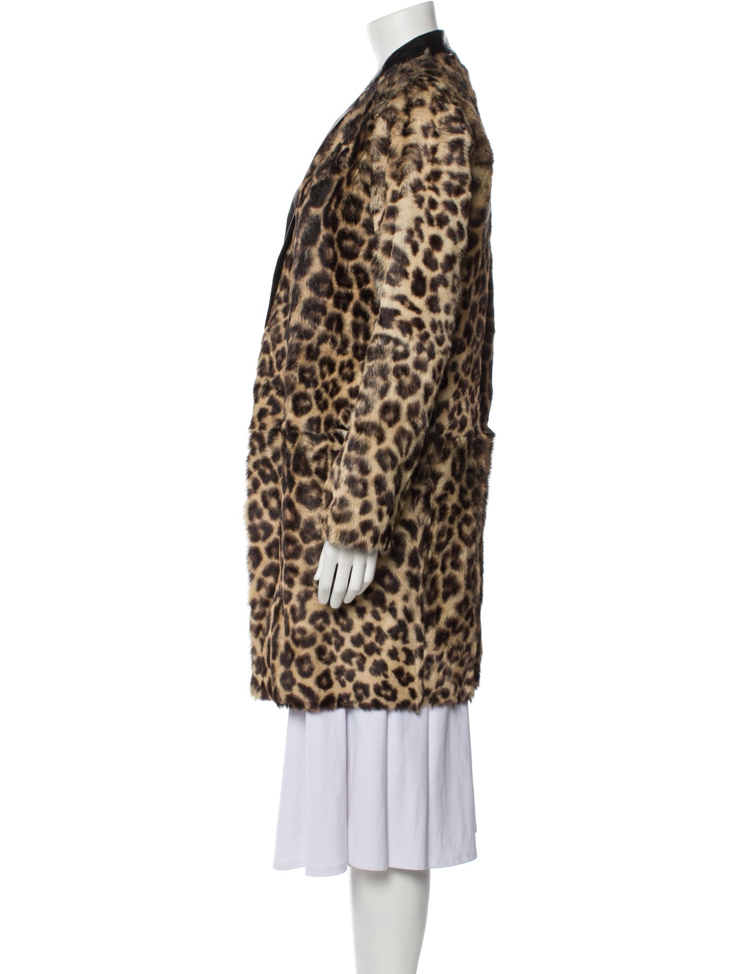 Celine Ponyhair Animal Print Faux Fur Coat