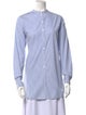 Celine Striped Mock Neck Button-Up Top