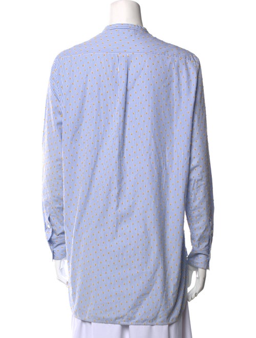 Celine Striped Mock Neck Button-Up Top