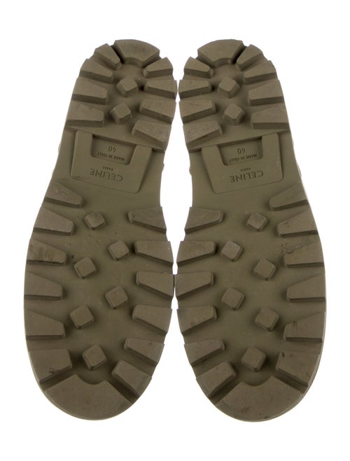 Celine Canvas Leather Trim Embellishment Lace-Up Boots