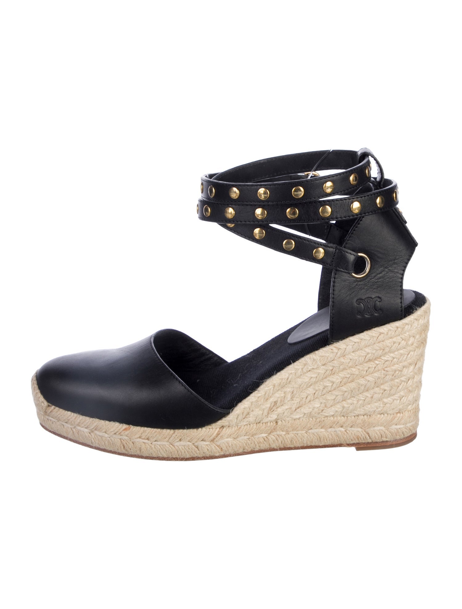 Celine Leather Studded Accents D'Orsay Pumps