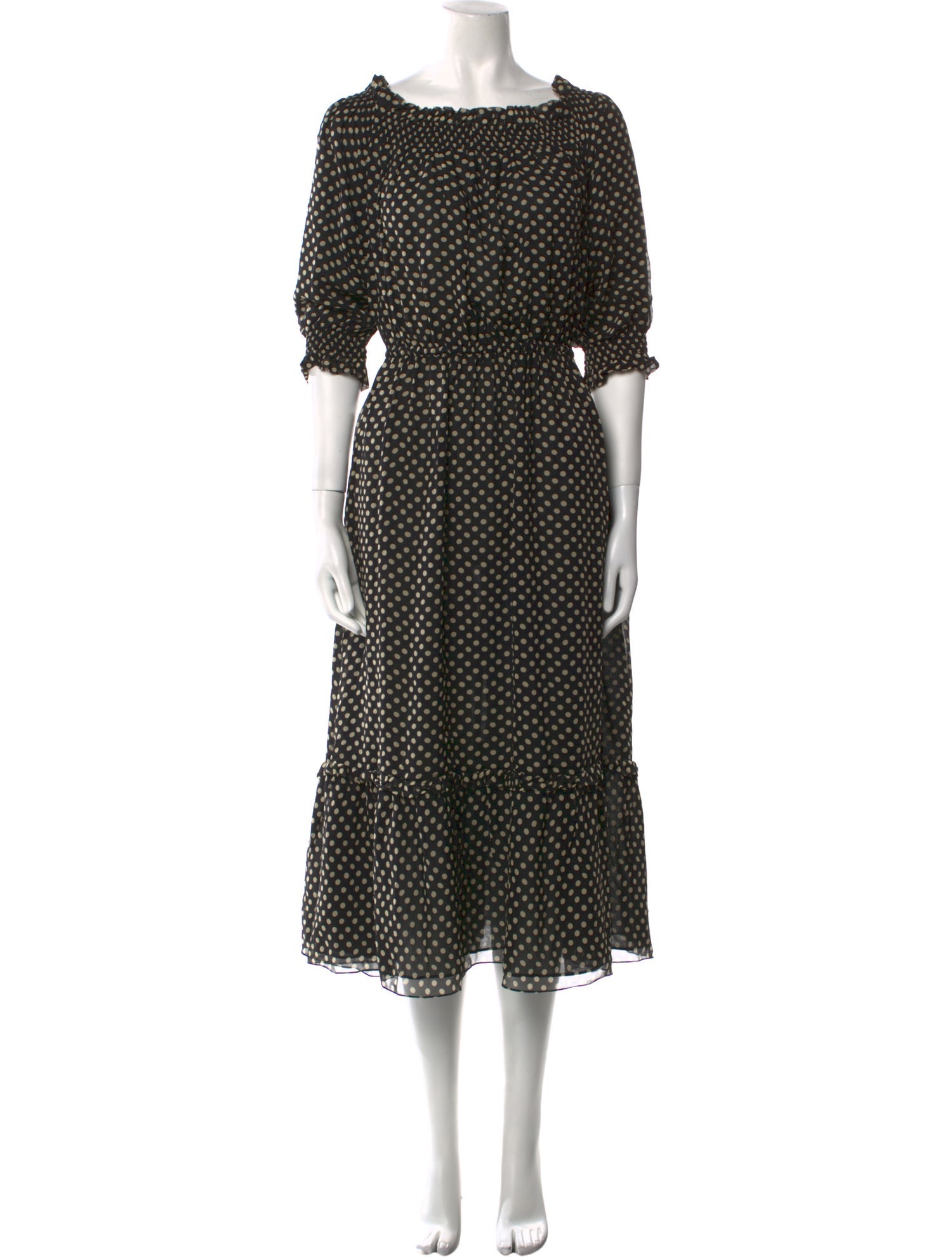 Celine Polka Dot Print Midi Length Dress