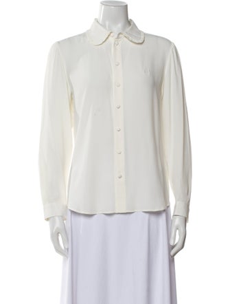 Celine Silk Long Sleeve Button-Up Top