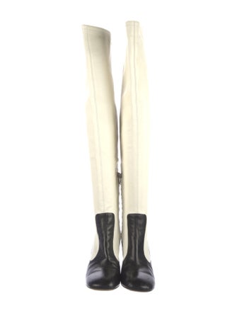 Celine Leather Colorblock Pattern Sock Boots