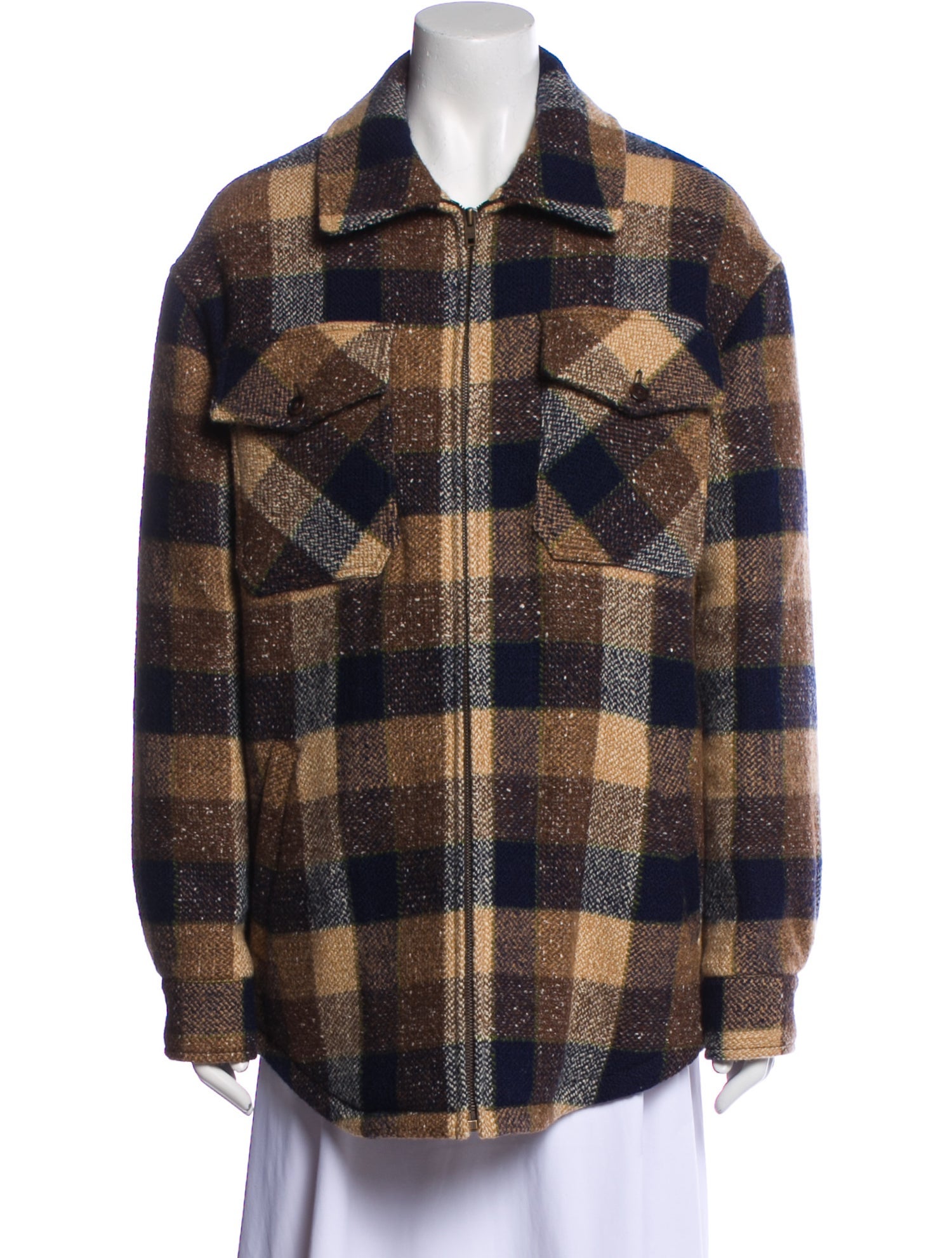 Celine Wool Plaid Print Jacket w/ Tags