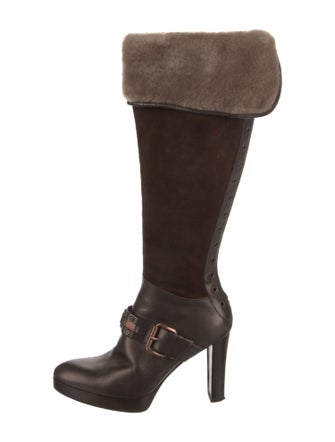Celine Suede Fur Trim Boots