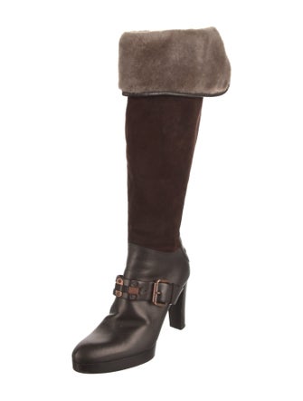 Celine Suede Fur Trim Boots