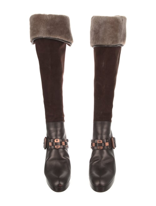 Celine Suede Fur Trim Boots