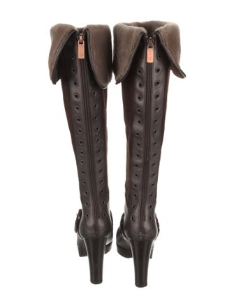 Celine Suede Fur Trim Boots