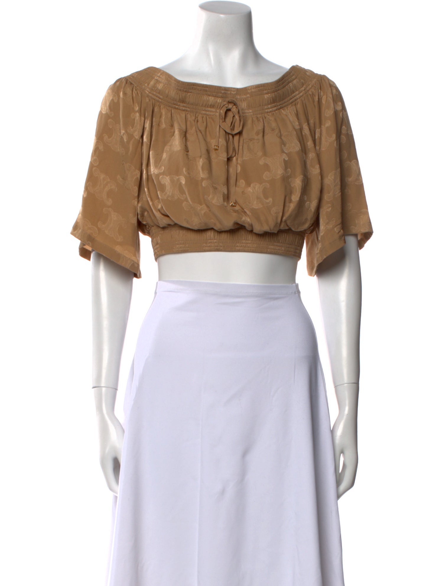 Celine Silk Bateau Neckline Crop Top