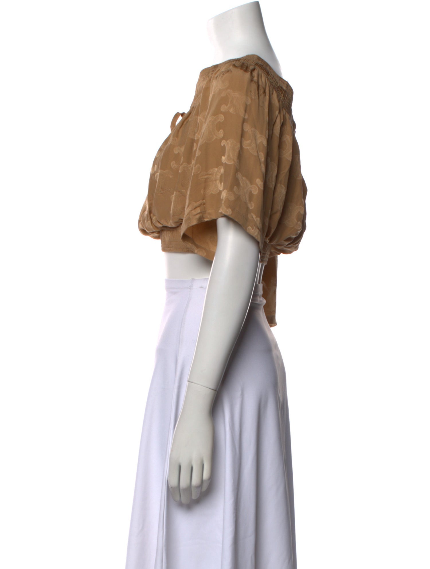 Celine Silk Bateau Neckline Crop Top