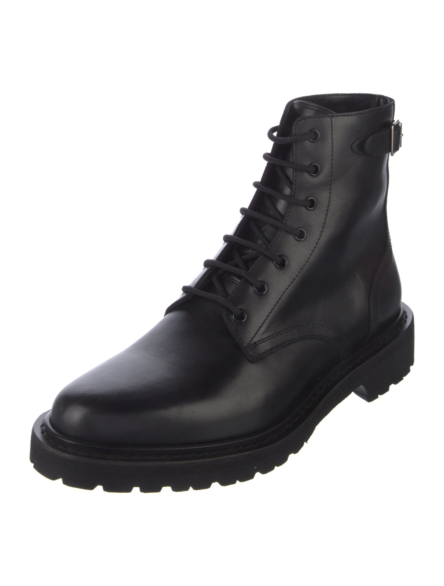 Celine Leather Studded Accents Combat Boots