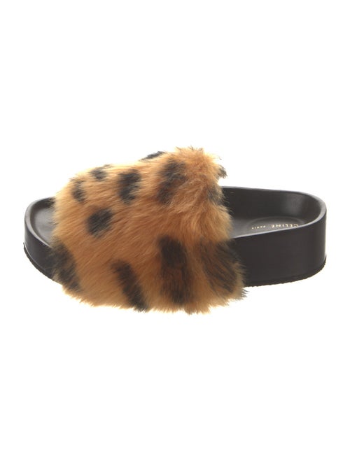 Celine Faux Fur Animal Print Slides