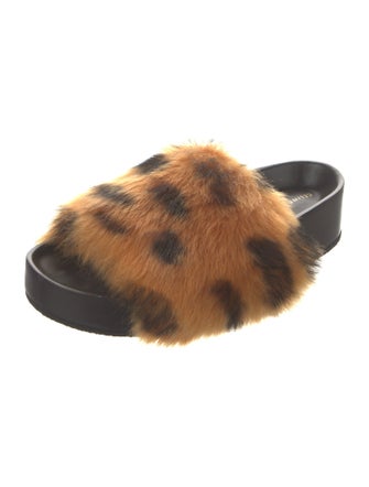 Celine Faux Fur Animal Print Slides