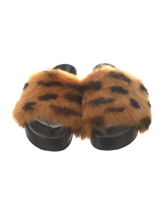 Celine Faux Fur Animal Print Slides