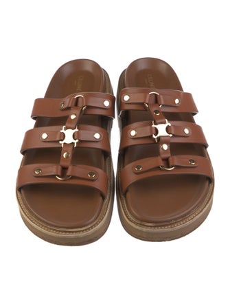 Celine Leather Studded Accents Slides